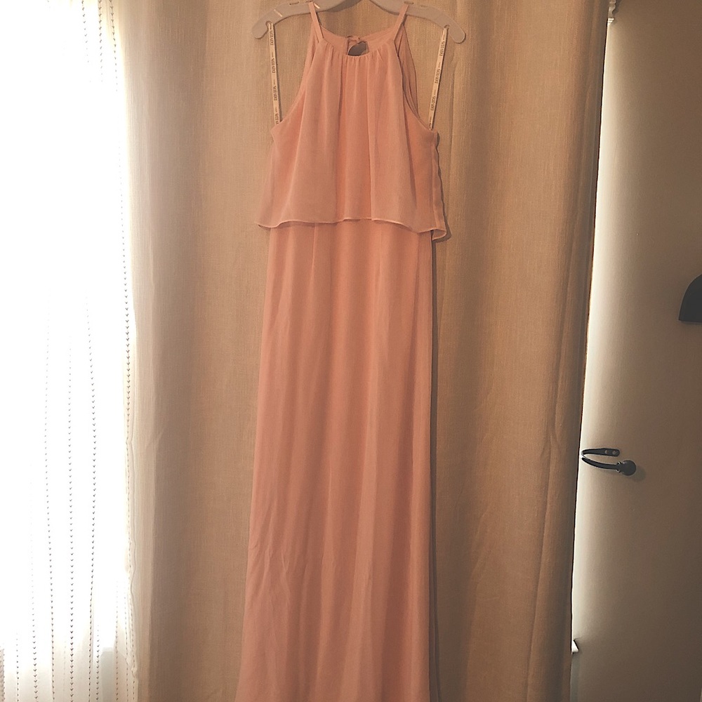 Pink David’s Bridal bridesmaid dress